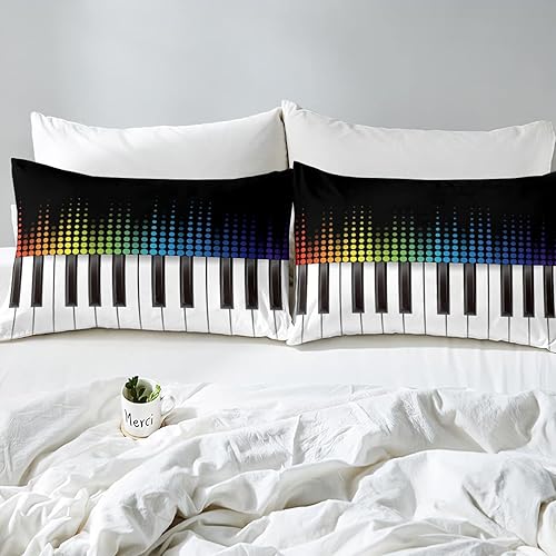 Miniatura 3 de Erosebridal Edredón de plumas de piano, juego de ropa de cama de lunares arcoíris para niños, niñas, adolescentes y mujeres, juego de edredón con