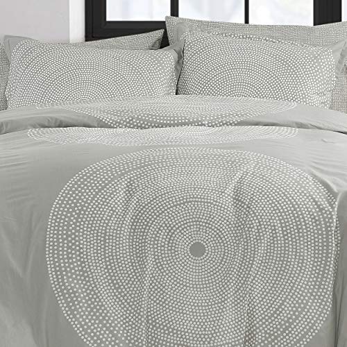 Image of MARIMEKKO - Queen Duvet Cover Set, Smooth Cotton Percale Bedding with Matching Shams, Lightweight Home Decor (Fokus Grey, Queen)