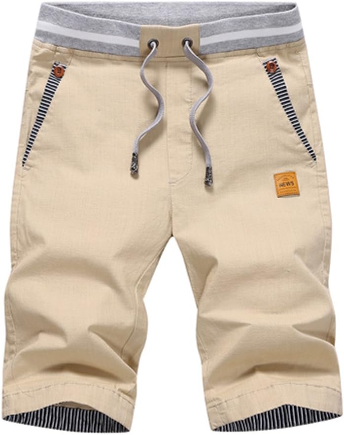 Men's Shorts Casual Classic Fit Drawstring Summer Beach Shorts with Elastic Waist and Pockets