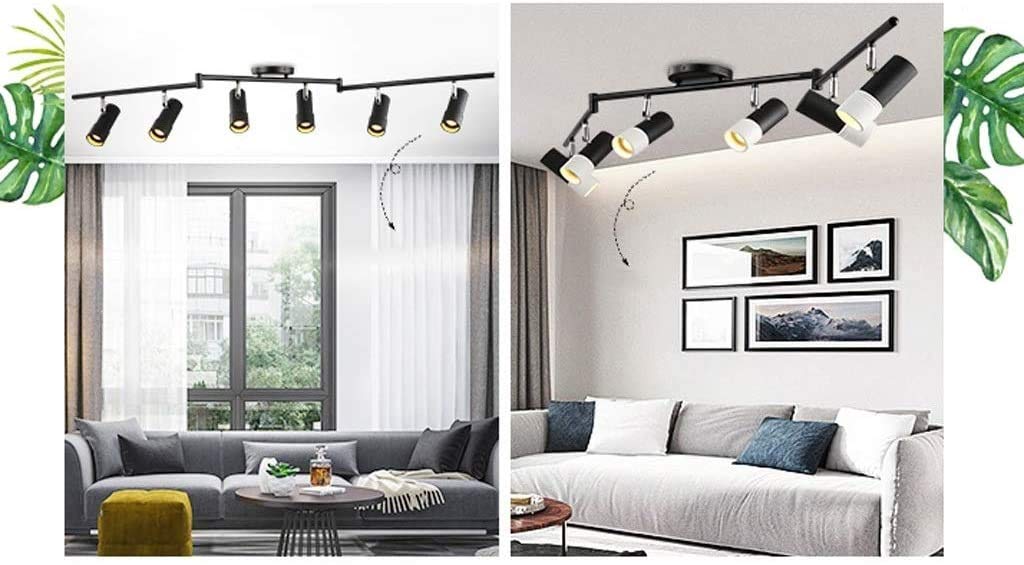 faretti per soffitto Kit di Illuminazione a Binario a LED a 6 luci Testa della Luce ruotabile in Modo Flessibile ， Faretto a soffitto a LED E27 10W per Illuminazione della Cucina della Camera da Let