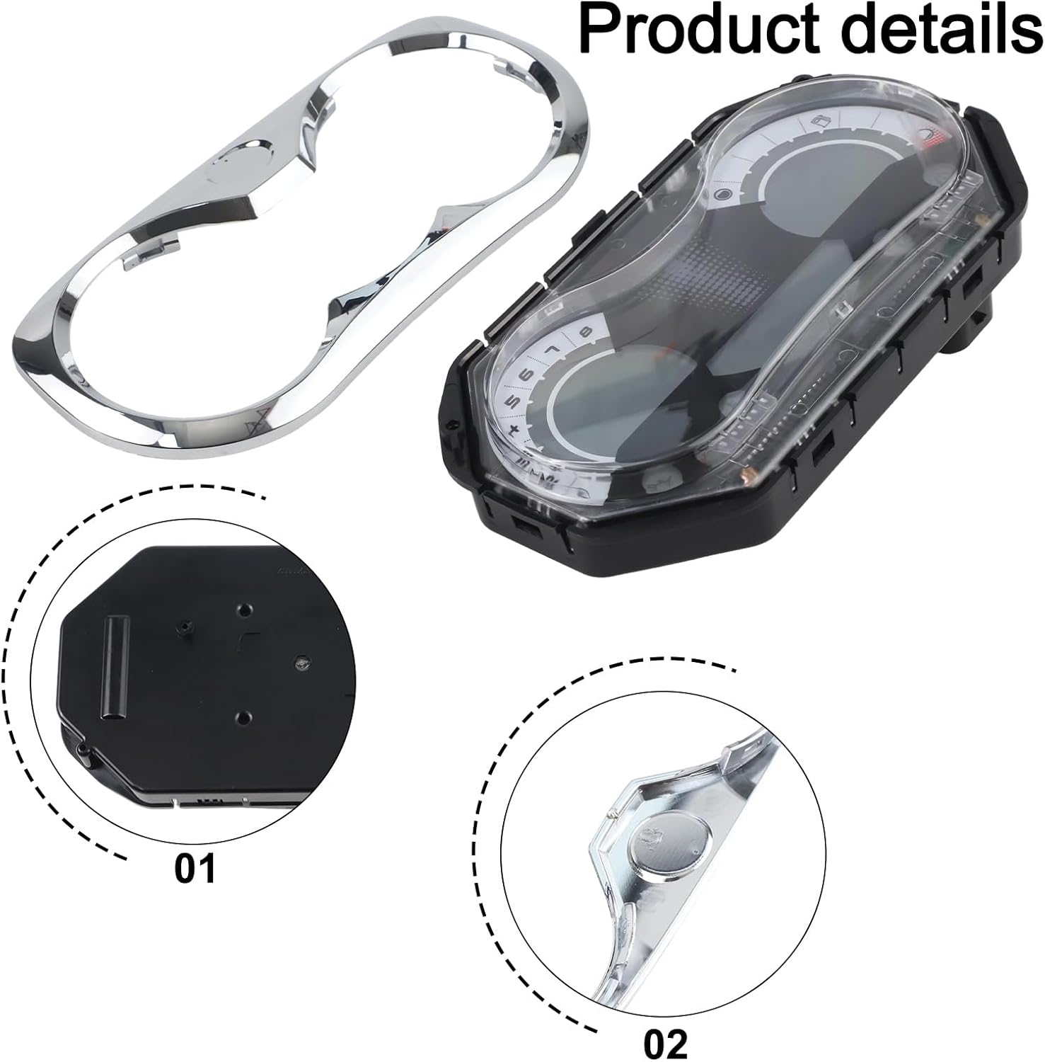 Speedometer Gauge Cluster With LCD Display Chrome Bezel 278002273 For Sea-Doo GTI for GTS 130 155 2008-2011 Jet Ski Digital Dashboard Replacement ABS Material