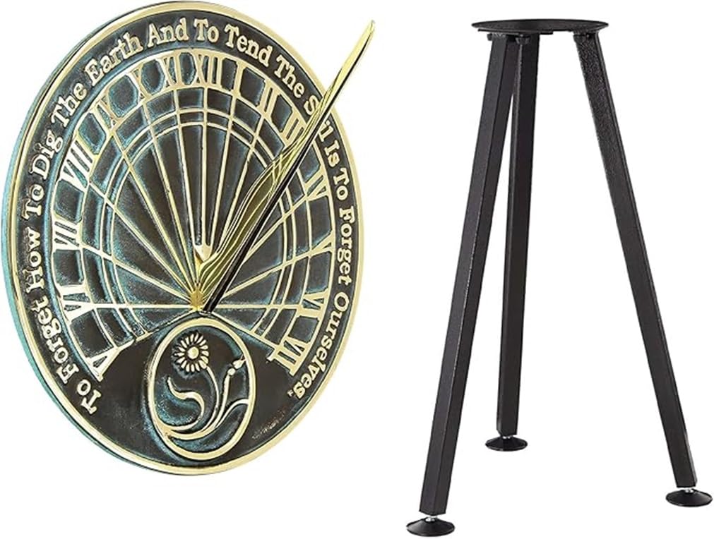 Gardeners Reflection - Reloj de sol de latón macizo con soporte