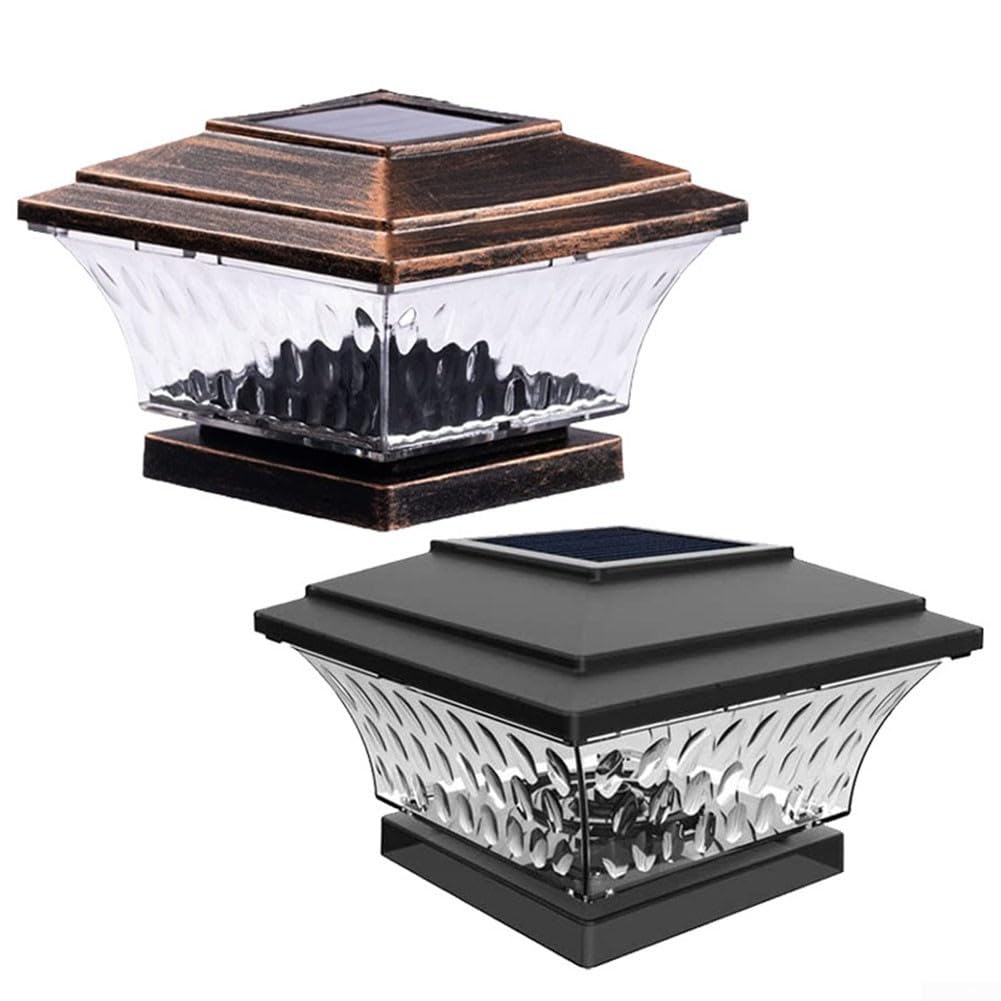 Solar-Deckleuchten für den Außenbereich, Dual-Farbmodus, kabellose Wandlampe, automatisches Ein-/Ausschalten von Dämmerung bis Morgengrauen Sensor für Hofweg (schwarz), 6 Stück