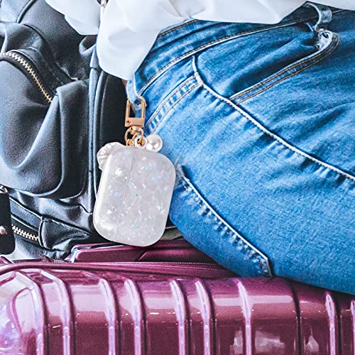 Cute Airpods Pro Case With Shell Pearl Keychain Bling Marble Design Hard Tpu Cover Comparable With Airpod Pro Case For Girls And Womens #TOP5