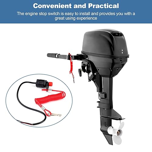 Miniatura 3 de Interruptor de parada del motor, interruptor de emergencia para motocicleta con cordón de amarre flexible para cortacéspedes, fuera de borda ATV