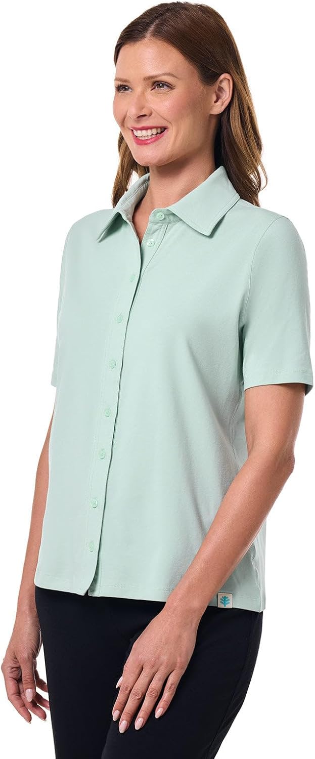 Women's Button Down Short Sleeve Shirt - UPF 50+ Sun Protection - Morningside