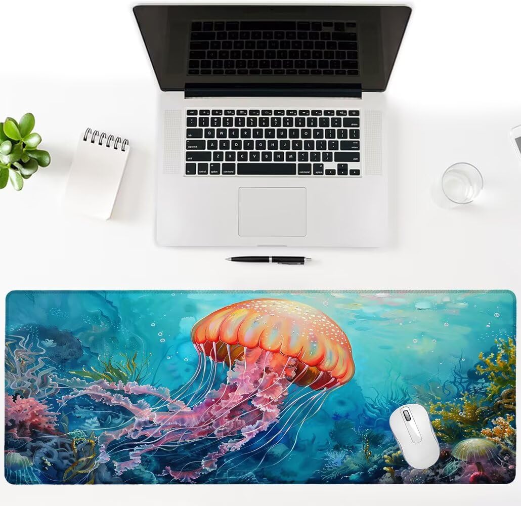 Alfombrilla Ratón XXL 600x1200x3 mm Mouse Pad Grande Gaming Medusa Alfombrilla Escritorio,con Base de Goma Tapete Escritorio con Bordes Cosidos, Impermeable Antideslizante Ordenador Desk Mat zj-9