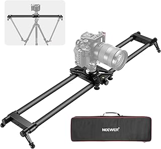 NEEWER 31.5in/80cm Carbon Fiber Camera Slider, Dolly Rail Track with Thicker Tube & More Stable Support, 4 Precise Smooth Bearings and Leveler for DSLR Camera Camcorder, Max Load 17.6lb/8kg, CS80CM