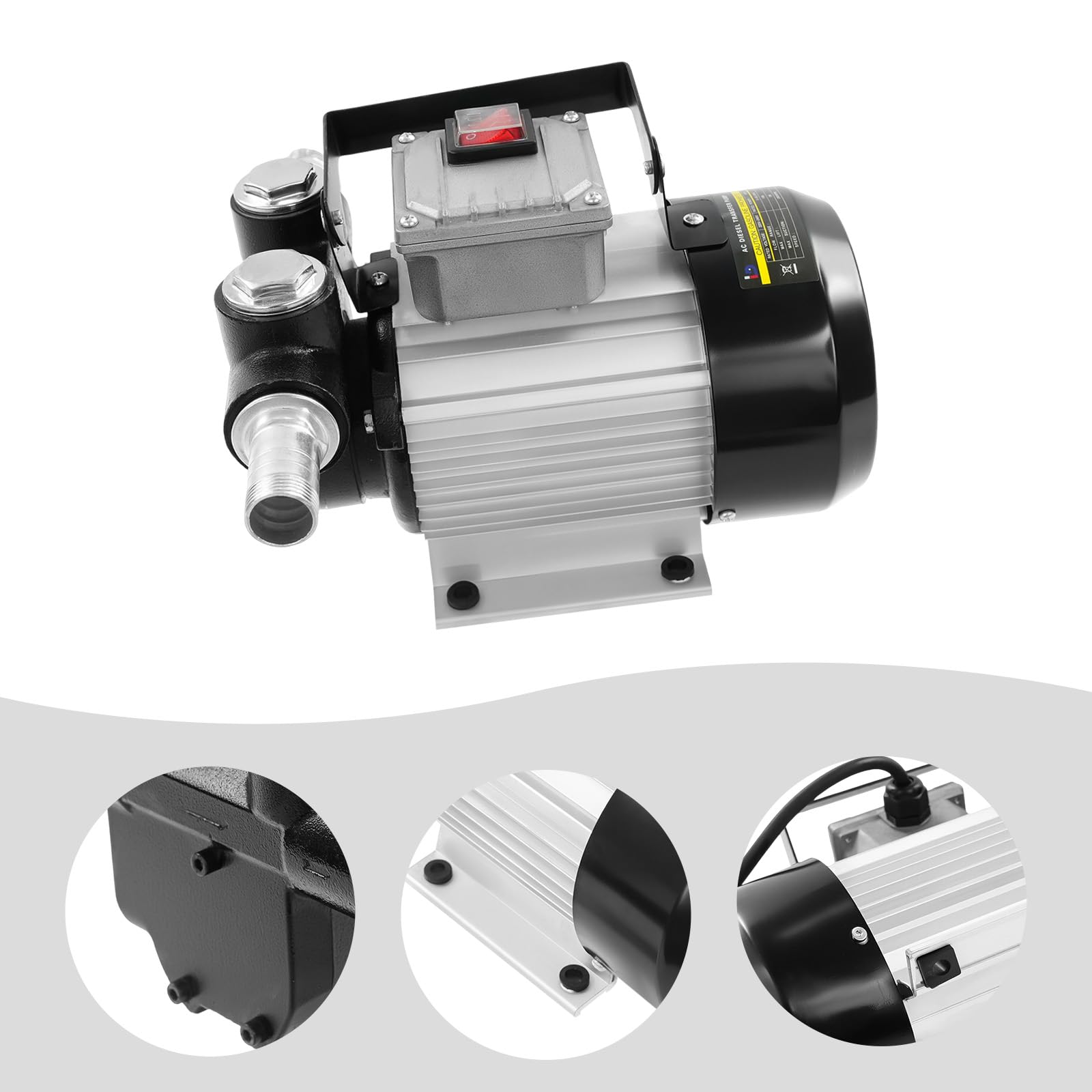 Pompa diesel da 550 W, autoadescante, 220 V, pompa del carburante autoadescante, pompa di aspirazione dell'olio, pompa a barile, 20-60 l/min, potenza di aspirazione 5 m, per camion, barili, navi