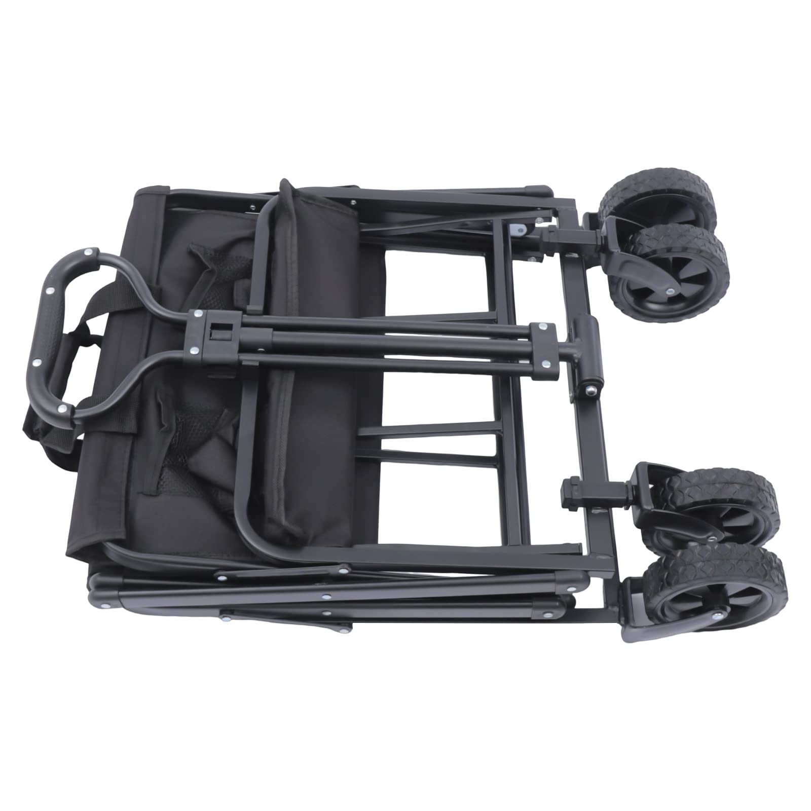 Chariot de jardin pliable, capacité de 80 kg, chariot de pique-nique et de camping, chariot avec porte-gobelet, brouette pliable avec poignée réglable