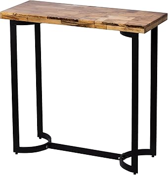 A and B Home 35.8" L Rectangle Black and Natural Teak/Hardwood/Iron Indoor Console Table