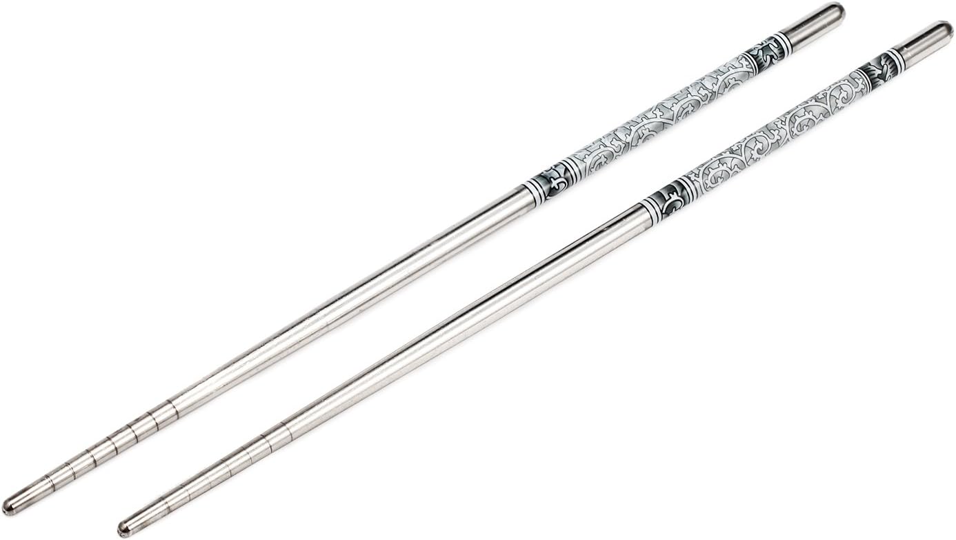 Portable Stainless Steel Chopsticks with Blue White Porcelain Pattern