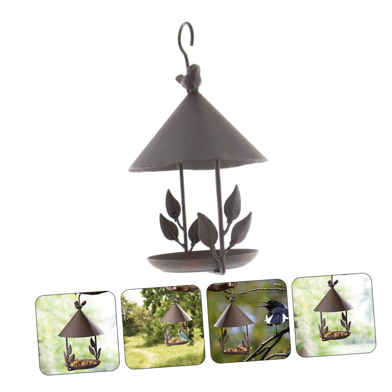 TOYANDONA Mangiatoia per Uccelli Decorazione Outdoor in Ferro da Giardino Design Unico, Sospesa per Pappagalli e Uccelli per Giardino e Voliera