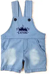 Jardineira Curta Jeans para Bebê Menino 0 a 12 Meses – 100% Algodão, Conforto e Estilo Casual, Era Uma Vez