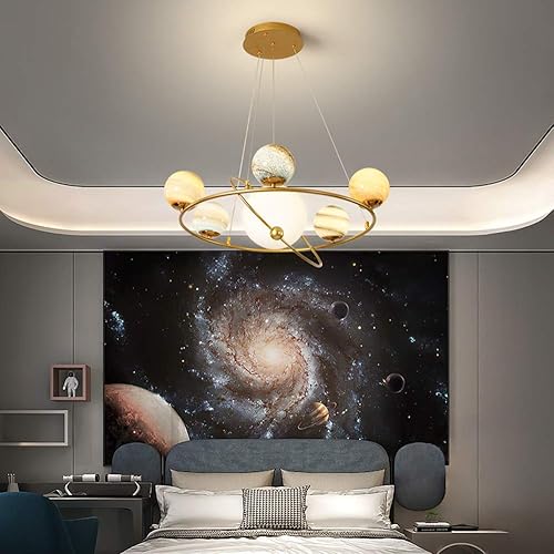 Miniatura 6 de KWOKING Iluminación moderna planeta iluminación de techo lámparas de vidrio manchado LED tierra errante techo colgante luz 6 luces lámpara lámpara