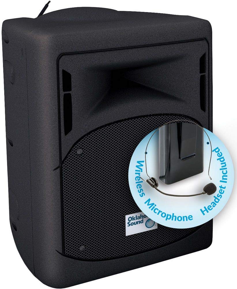 Oklahoma Sound PRA-8000/PRA8-7 Pro Audio Public Address System with Wireless Microphone Headset, 40 Watts Power, Broadcast Effortlessly Up to 100 Feet