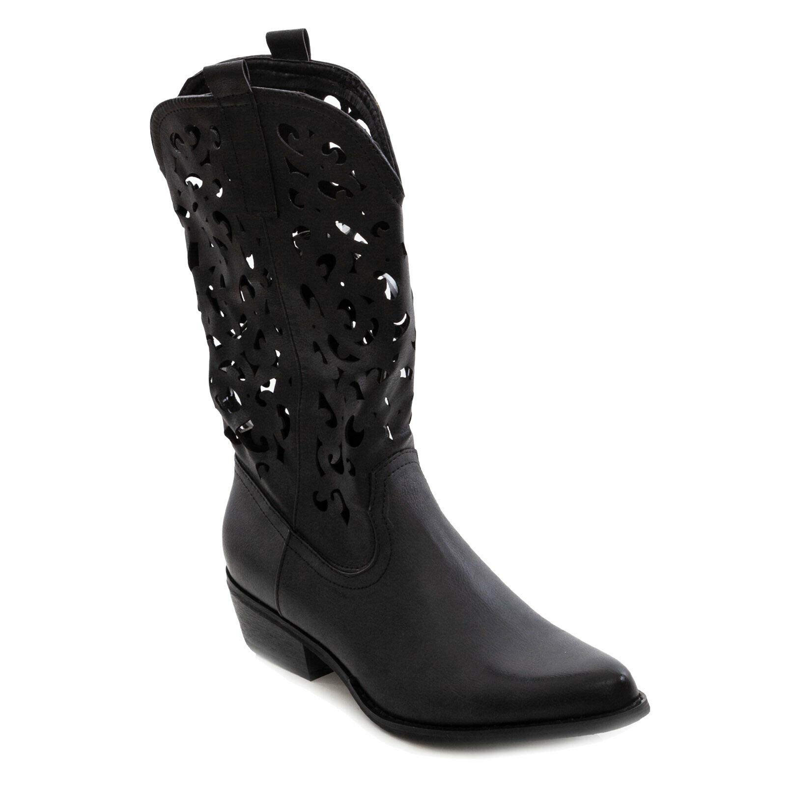 Toocool - Scarpe Donna Stivali Stivaletti Texani camperos Western Traforati G629 [41,YG888 Cuoio]