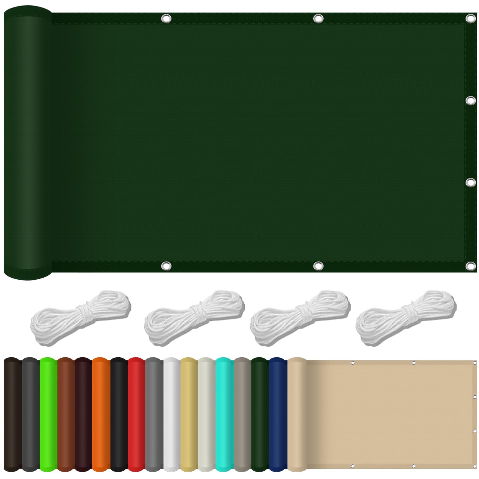 Filet d'ombrage de jardin 4.2x5m en PES vert foncé avec œillets pour extérieur