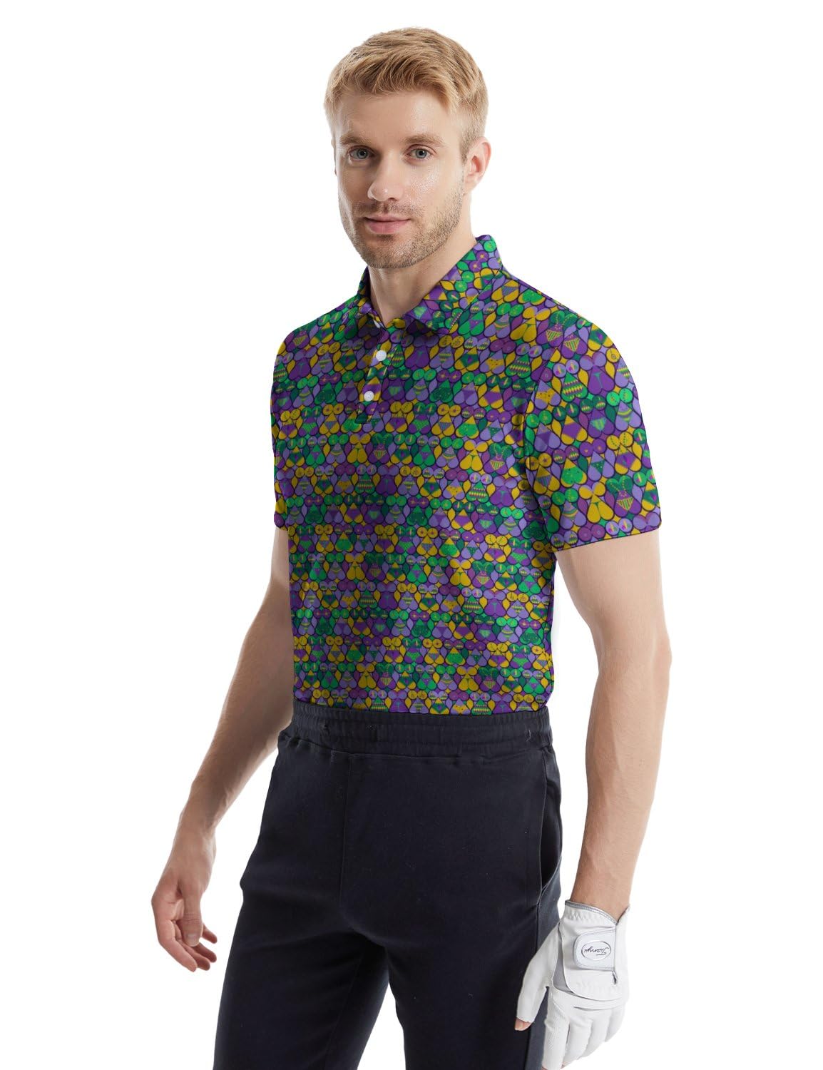 HUURAY Divertidos polos de golf para hombre, camisas de manga corta con estampado divertido, camisas polo de secado rápido, camisa hawaiana, trajes de golf de alto rendimiento