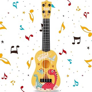 Mini Guitar, Children's Guitar, Toy Guitar, Ukulele Guitar Toy, Guitar Toy Hen, Ukulele Children with 4 Adjustable Sides, for Children, Toddlers, Girls (41 cm / Yellow)