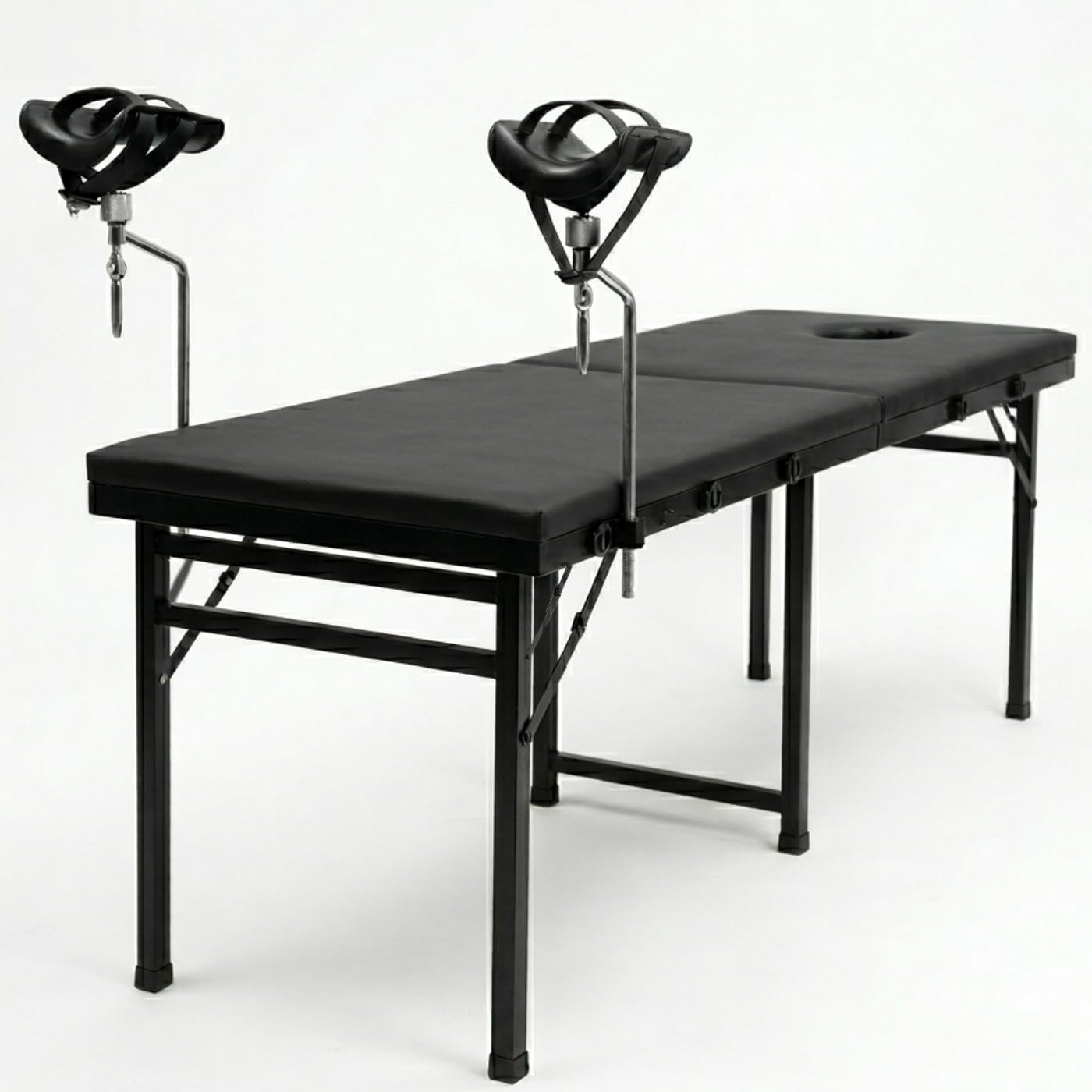 Sex Table with Leg Stirrups, Heavy Duty Positioning Table with Reinforced Steel Frame, Dual 360° Adjustable Stirrups and Anchor Points, Folding Bondage Bench, BDSM Table by Home in Bold