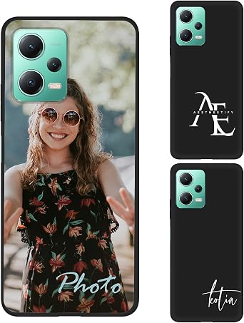 Custom Case Compatible with Xiaomi Poco X5 5G Personalized Photo - Customized Picture Logo Text Phone Cover, Protective Silicone TPU, Slim Soft Shell Unique Gift, Black
