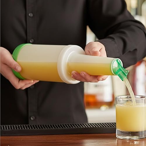 Vista 42 de Juego de 3 recipientes de botellas de plástico para verter jugos de frutas y licor, 2 cuartos de galón para verter jugos de plástico para bares