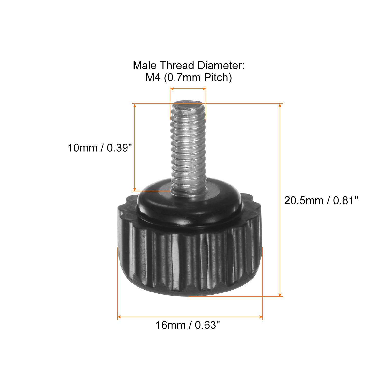 Set 8 Manopole Zigrinate M5 X 10 Mm In Acciaio Inox 304, Testa 18 Mm