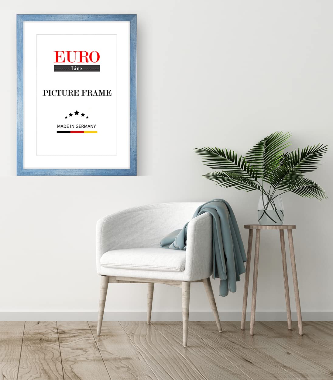EUROLine Marco de madera 74 x 112 cm azul desenfocado con cristal acrílico antirreflectante para | Imágenes | carteles | marcos para puzles | disponible en 22 colores