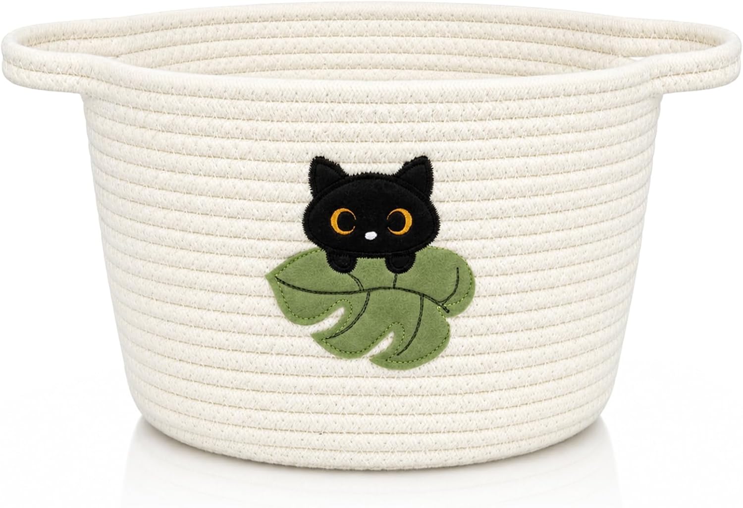 Small Storage Basket, Black Cat Monstera Leaf Cute Cat Toy Storage Basket