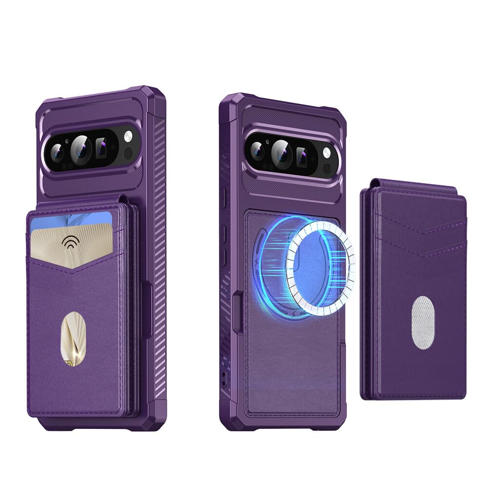 Étui portefeuille violet pour Google Pixel 7A en cuir antichoc et silicone - 6
