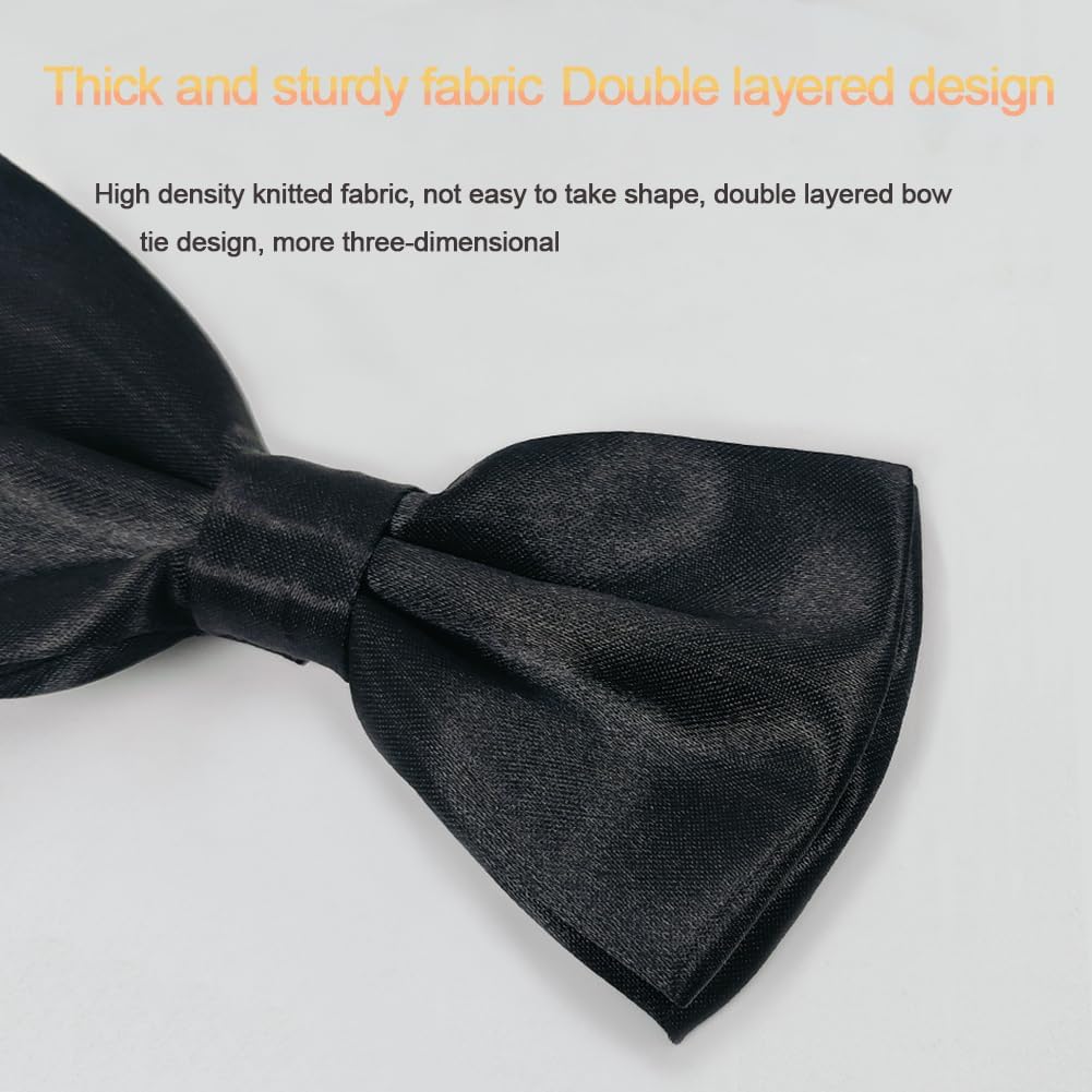 50 Pcs Men's Bow Ties Bowties Formal Satin Solid Pre-tied Clip On Bow Ties Adjustable Satin Bow Tie for Any Age