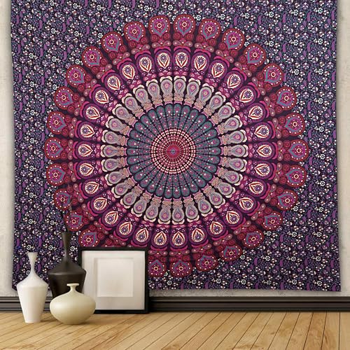 Décoration murale mandala paon violet rose pour la maison - 6