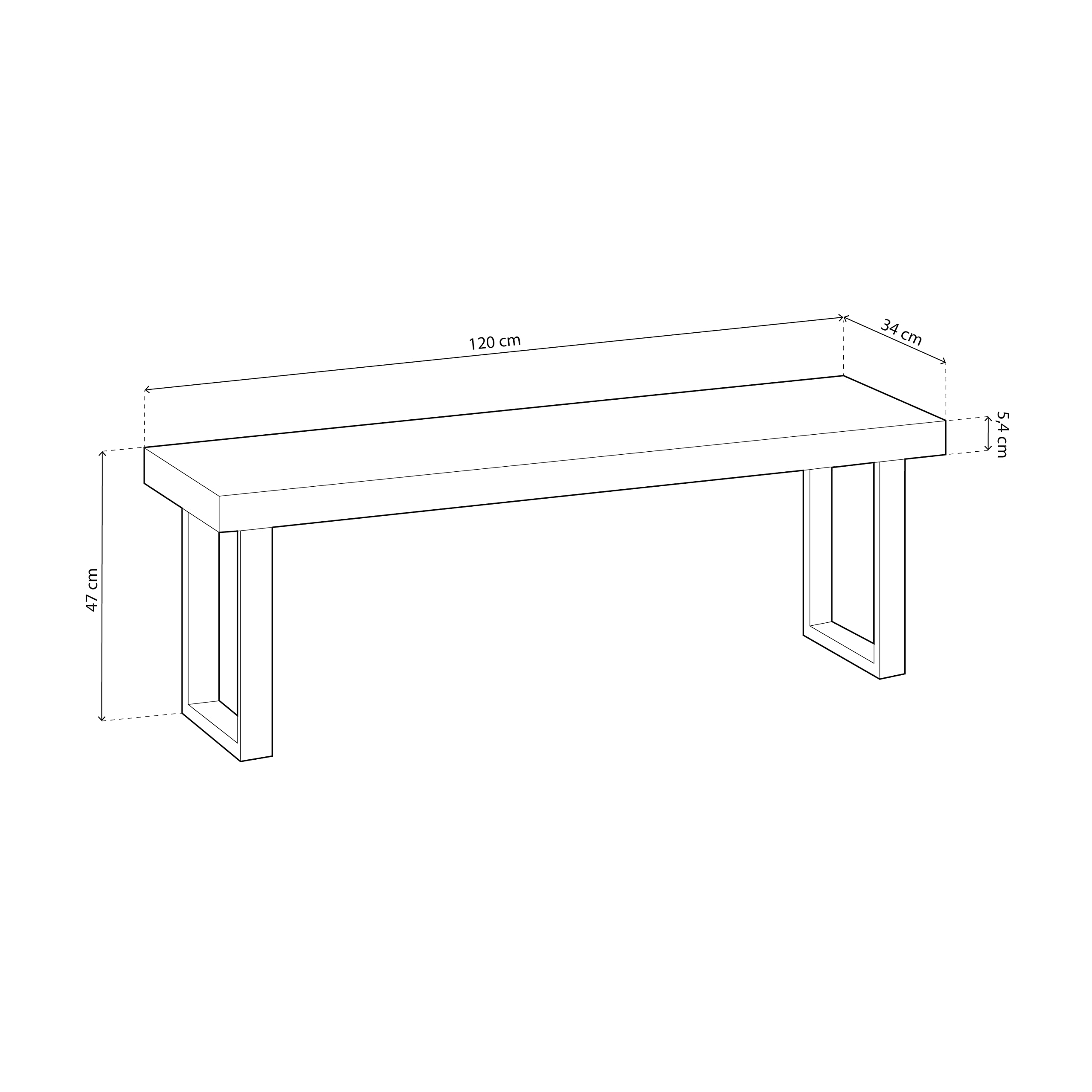 Adec Group Loft, Banco para Mesa de Comedor, Asiento Auxiliar, Acabado en Roble Honey y Negro, Medidas: 120 cm (Largo) x 47 cm (Alto) x 34 cm (Fondo)