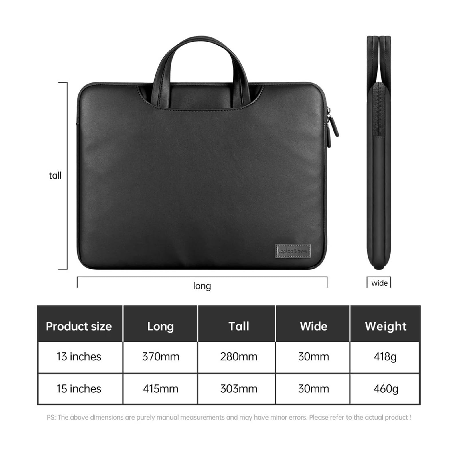 Biurowa torba na ramię na laptopa, walizka biznesowa 13/15 cala, torba na tablet o dużej pojemności, torba podróżna na dokumenty (czarna, 13 cali)