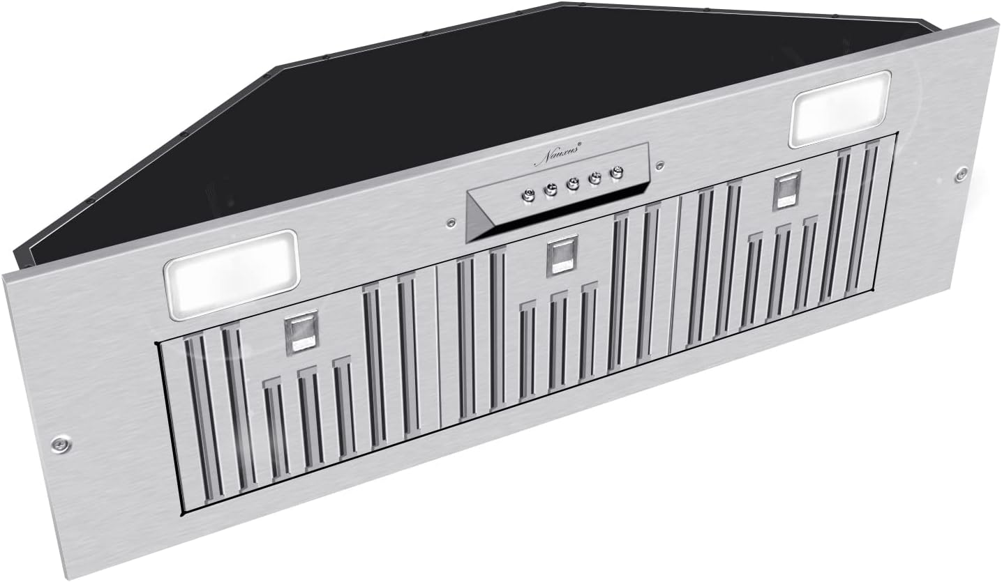 Akicon 36 Inch Range Hood Insert, Ultra Quiet Stainless Steel Ducted Insert/Built-in Kitchen Vent Hood with Powerful Suction, LED Lights and Dishwasher Safe Filters, 3-Speeds 600 CFM (NX-Hood 36)