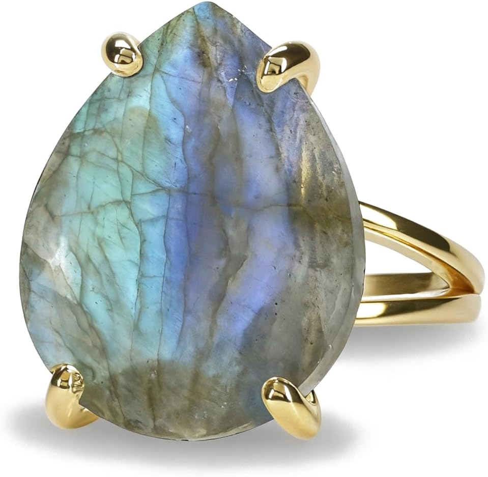 Semiprecious Labradorite Ring in 14k Gold - Everyday and Boho Jewelry for Women - Awesome Handmade Jewelry for Ladies - with Box