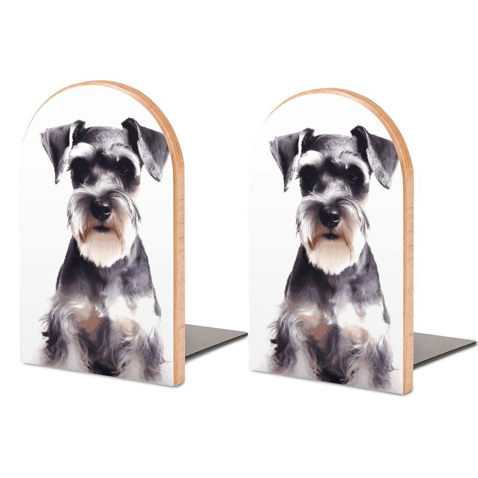 Well-Behaved Schnauzer Bookend Modern Bookends for Shelves Non-Skid Book Holder Heavy Duty Metal Book Storage for Books CDs Decorative Book Stopper for Home