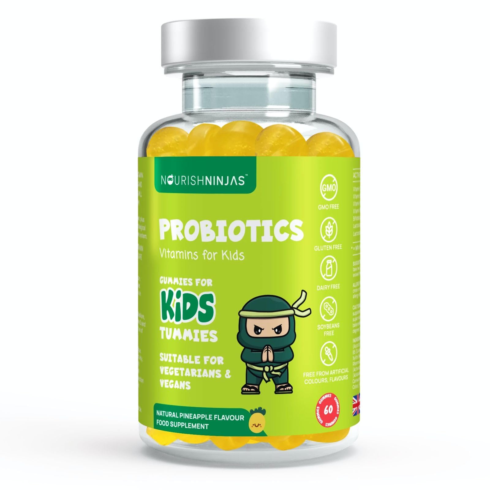 Kids Probiotic Multivitamin Chewable Gummies, Made with a Special Bio-Culture Blend, Plus Added Vitamins C, B3, B5, and B6, No Artificial Colours, Flavours and Preservatives. Age 3+