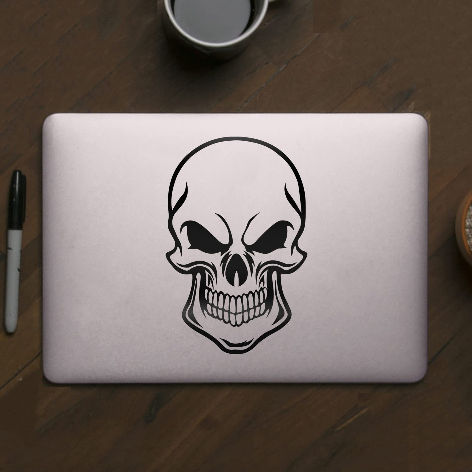 2nd Amendment Decal Rustic 2nd Amendment Skull Sticker - Punisher Style  Decal For Car, Laptop, Cup, Bumper Large Skull Decal