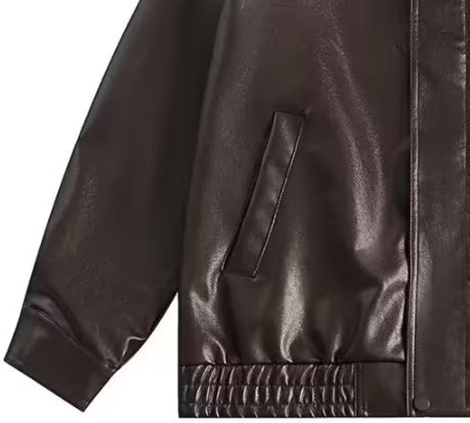 Women's Faux Leather Zipper Moto Biker Coat Lapel Oversize Fall Coat Jacket Classic Long Sleeve Casual Outerwear