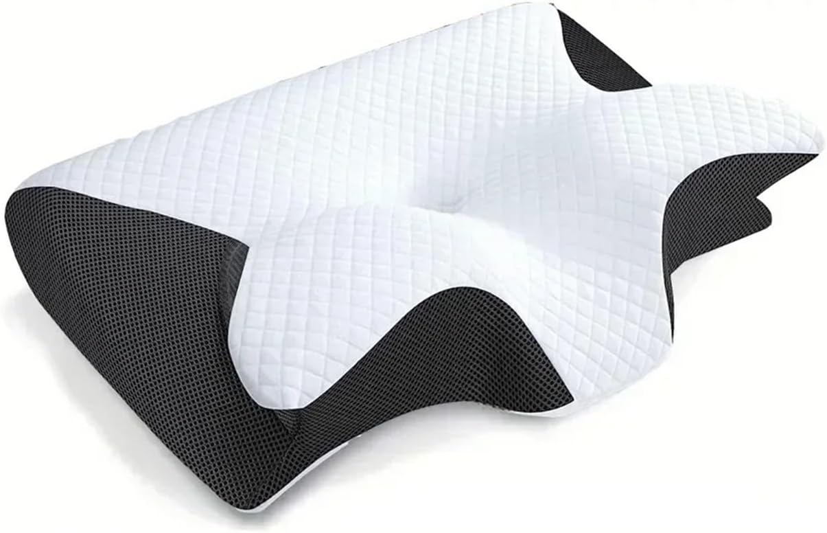 Memory Foam Cervical Pillow Ergonomic Neck Support Contour Pillow Back Pain Relief Shape Side Sleeper Travel Pillow(Dark Gray)