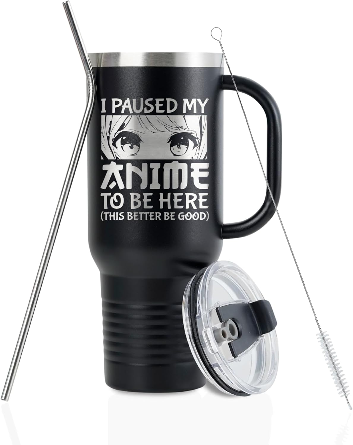 Onebttl Anime Gifts For Men, Women, Boys - 40oz Double Wall Vacuum Insulated Stainless Steel Tumblers Cups - Birthday Kawaii Gifts for Anime Lovers - Paused