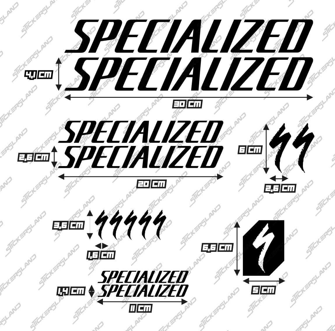Kit adesivi compatibile con telaio MTB Mountainbike e casco | decals sticker Decalcomanie bici scritte loghi | Stickersland® (Nero Opaco)