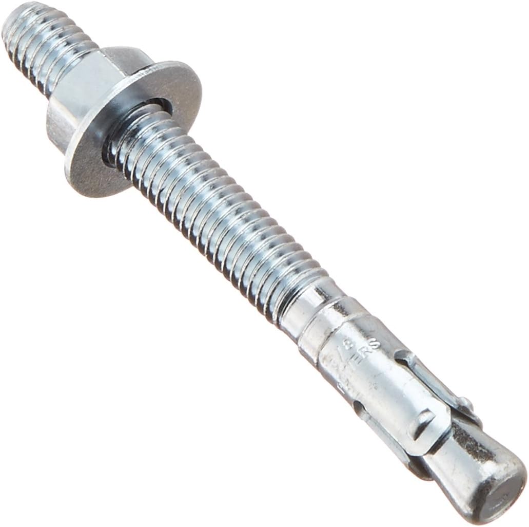 Powers Fastening Innovations 7414SD1 Power-Stud and Sd2 3/8-Inch by 3-1/2-Inch Type Carbon Steel Wedge Expansion Anchor Stainless Steel Clip, 50 Per Box