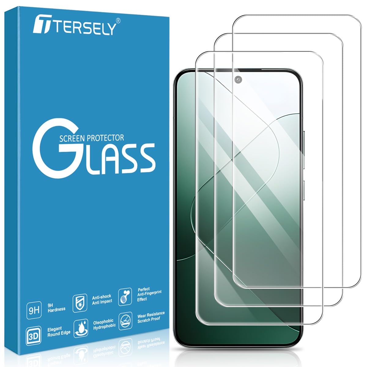 T Tersely [3-Pack] Tempered Glass Screen Protector for Xiaomi 14, Case Friendly, Ultra-Clear, Shatterproof, Anti-Scratch Film for Enhanced Protection