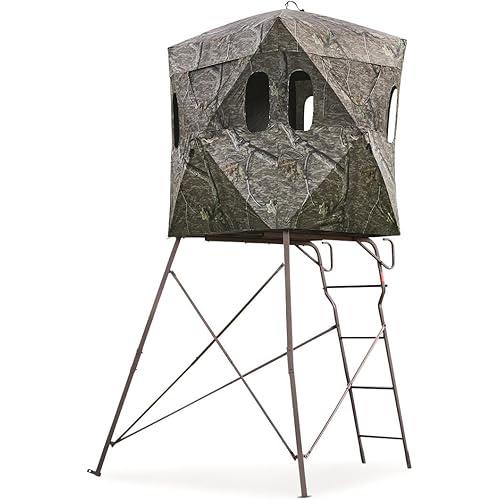 Guide Gear 6 Foot Tripod Hunting Tower Blind, 2-Man Stand Elevated, Hunting Gear Equipment Accessories, 4 by 4