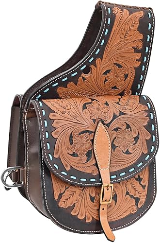 HILASON Concho Western Horse - Bolsa de sillín de cuero resistente y tradicional  Bolsa de sillín  Bolsa de sillín de caballo  Bolsa de sillín