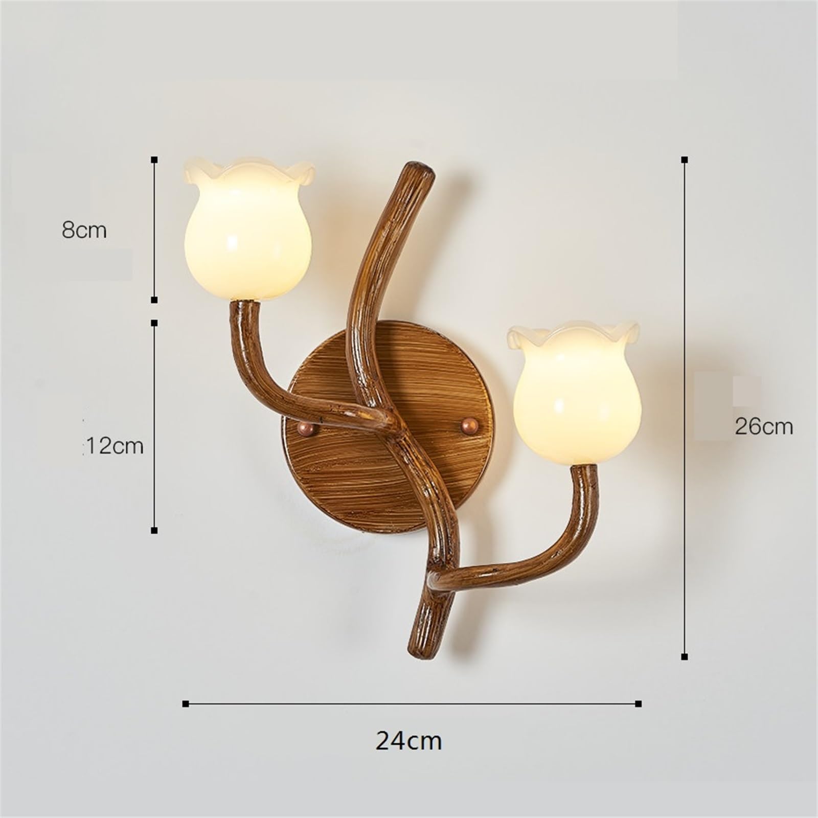 Rustic Twig Shape Double Flower Wall Sconce Resin Iron Lamp Applique