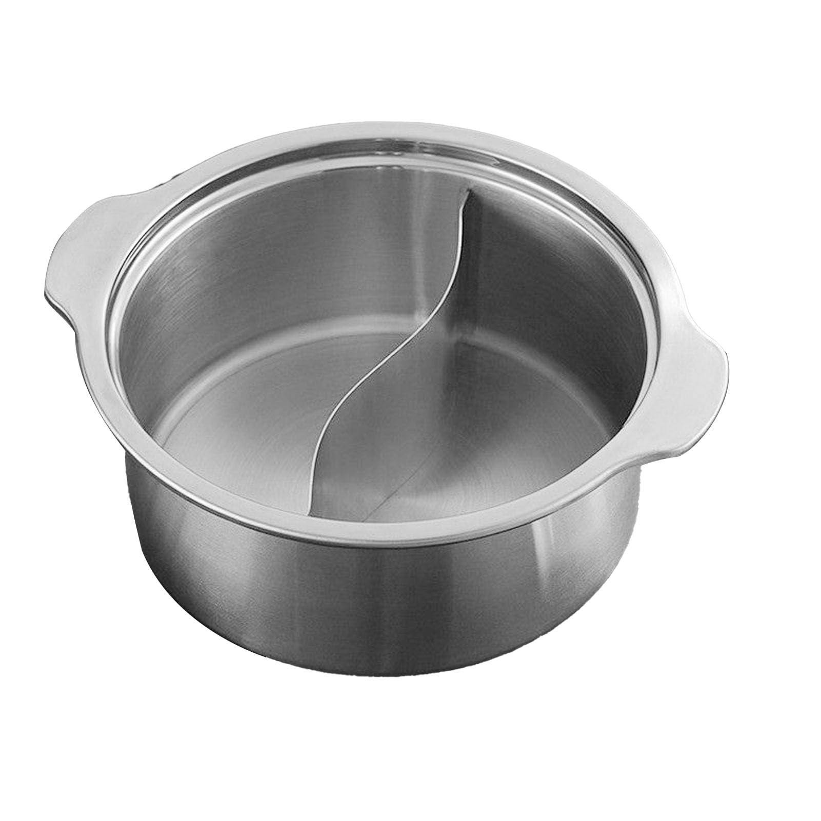 Pentola calda in acciaio inox, doppio sapore, manici antiscottatura, distribuzione uniforme del calore, 30 cm, compatibile con fornelli a gas, design profondo, perfetta per pasti in famiglia